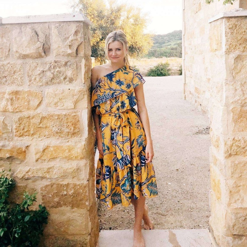 & Other Stories House of Hackney Yellow Floral One Shoulder Linen Midi Dress 12